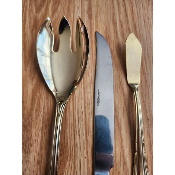 Hampton Silversmiths HSV149 Gold Electroplate Steak Knife Fork Spreader Lot - Picture 5 of 8